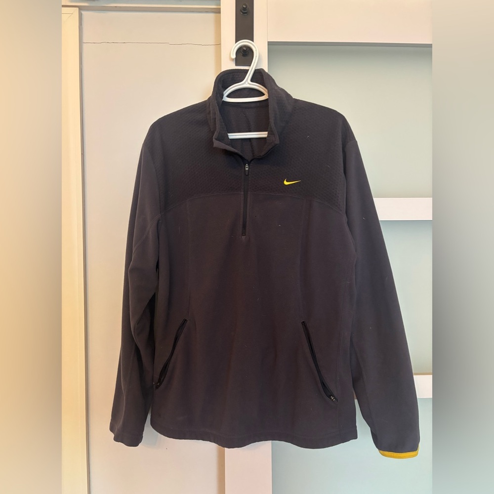 Nike Quarter Zip Fleece Pullover - Navy & Yellow